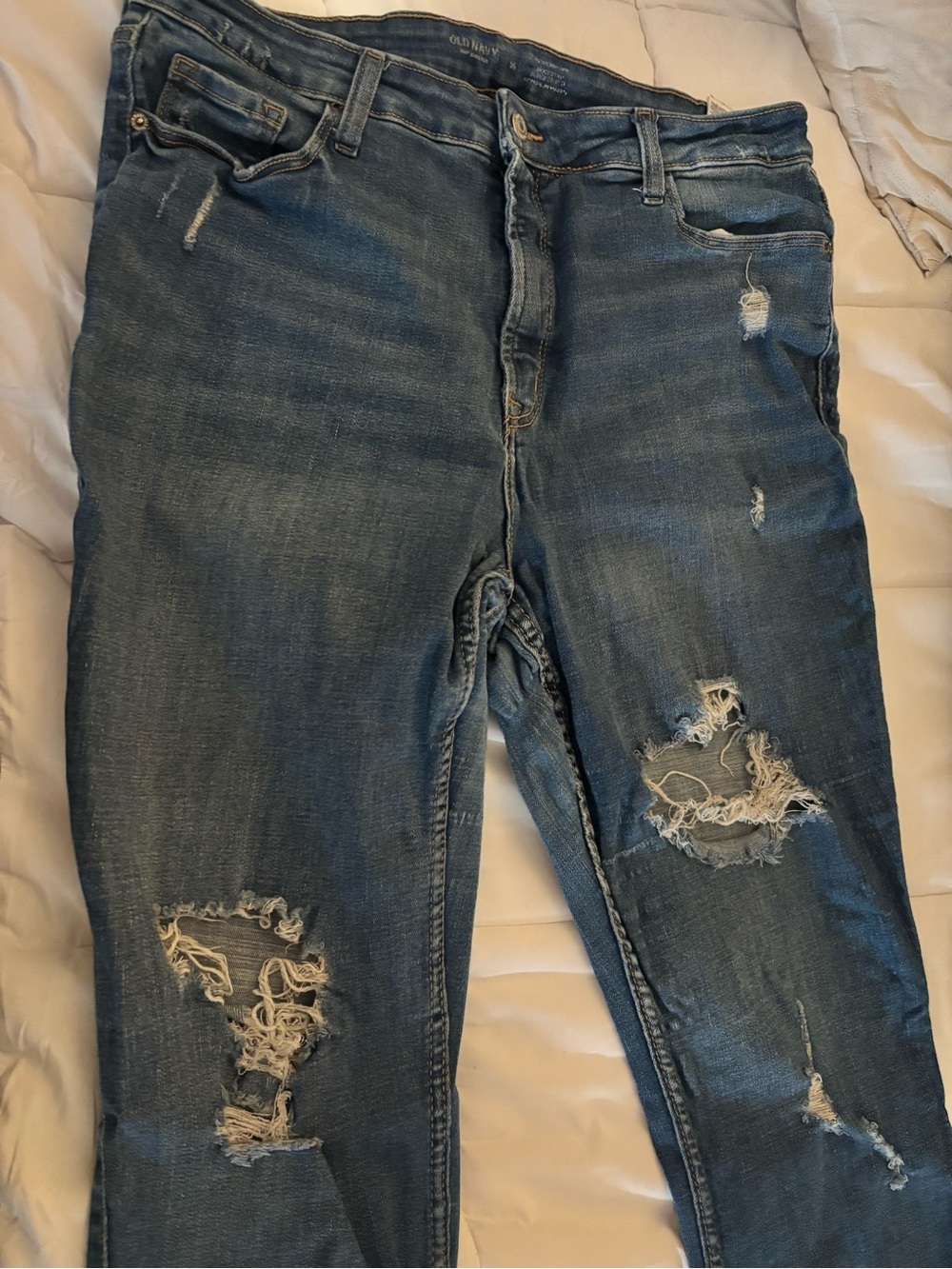 Old Navy Women's Ripped Dark Blue Skinny Jeans